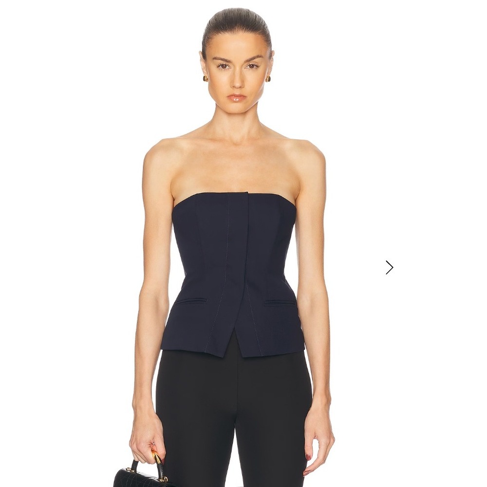 Eaves Tala Strapless Corset Peplum Top Navy XXS NWT $195